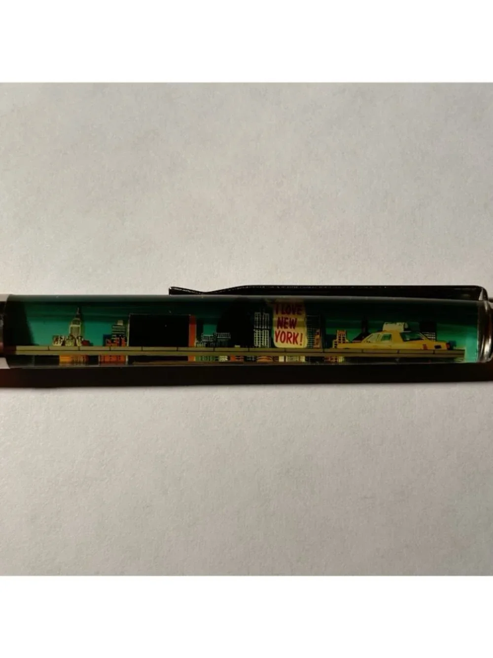 New York City The Big Apple Floaty Pen Yellow Taxi Cab Moves Souvenir Promo Vtg